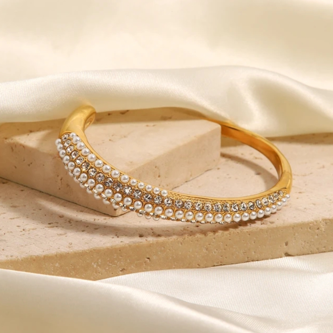 Zirconia Pearl Cuff Bracelet