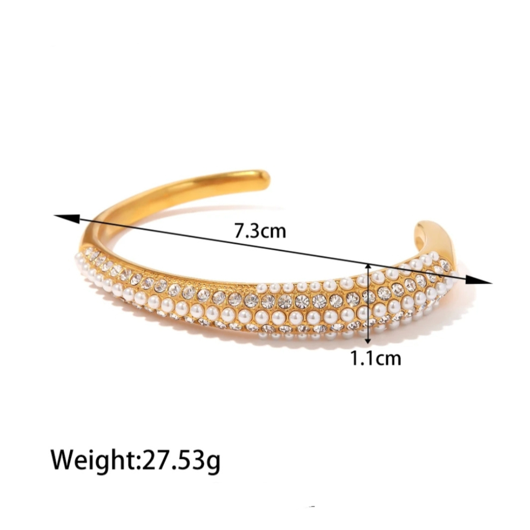 Zirconia Pearl Cuff Bracelet