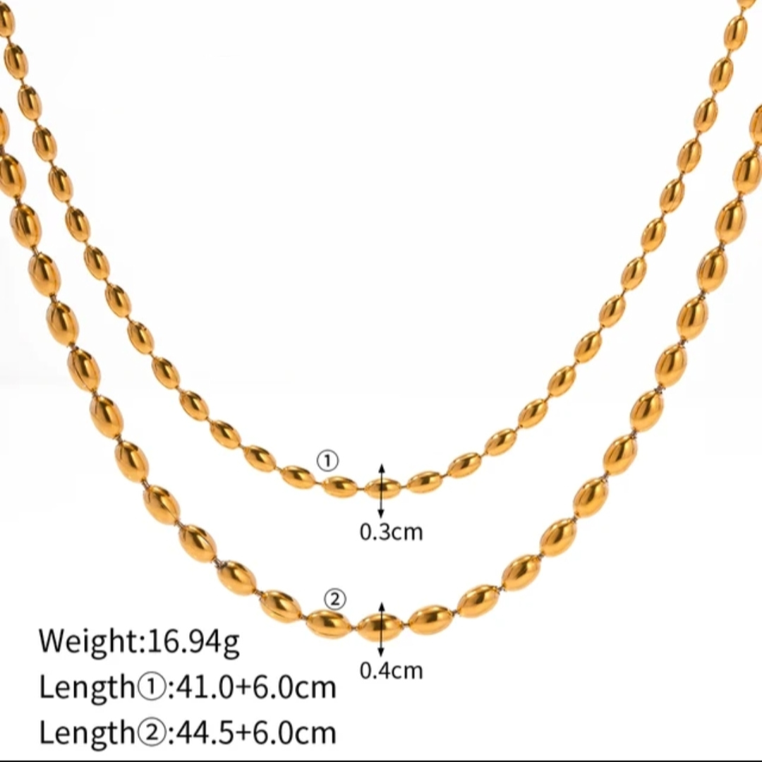 Oval Bead Double Layer Chain