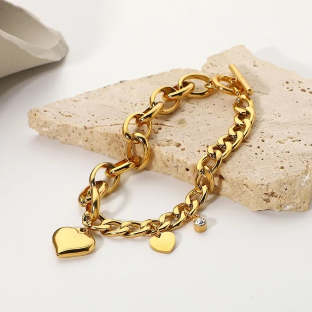 Twin Link Heart Bracelet