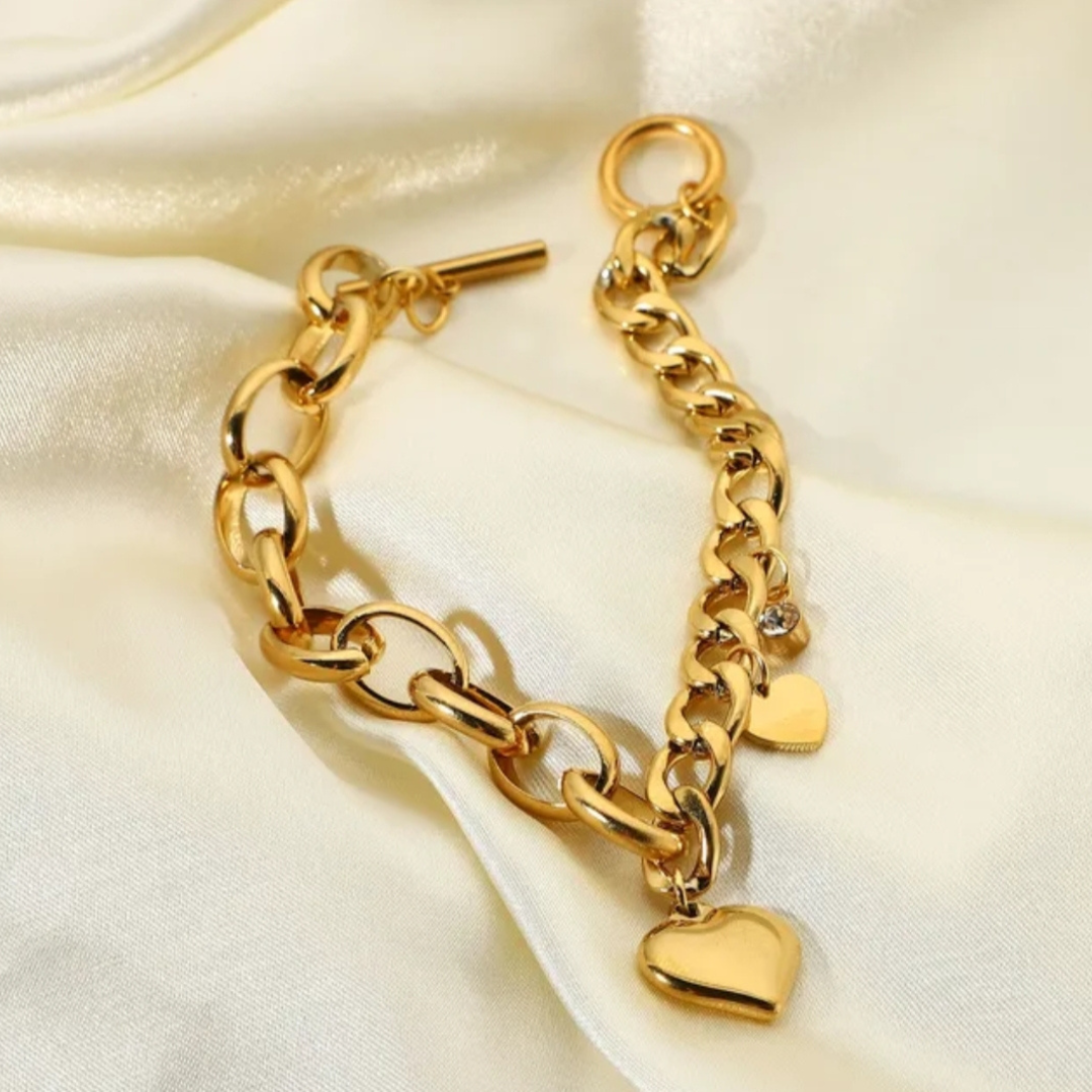Twin Link Heart Bracelet