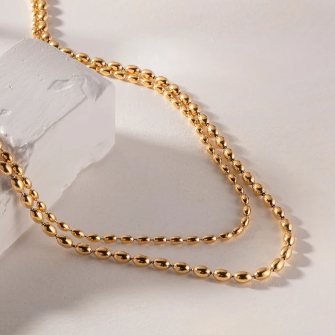 Oval Bead Double Layer Chain
