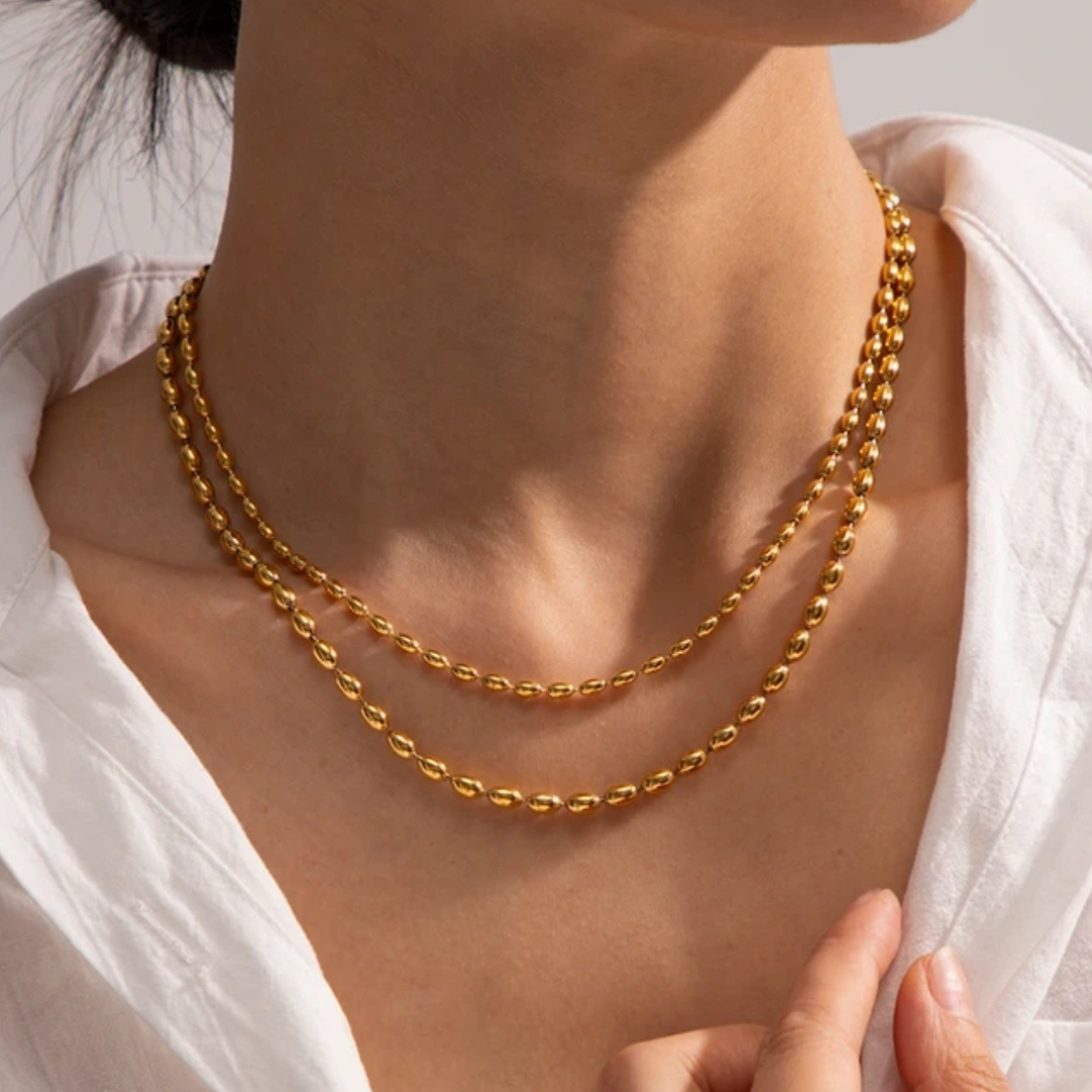 Oval Bead Double Layer Chain