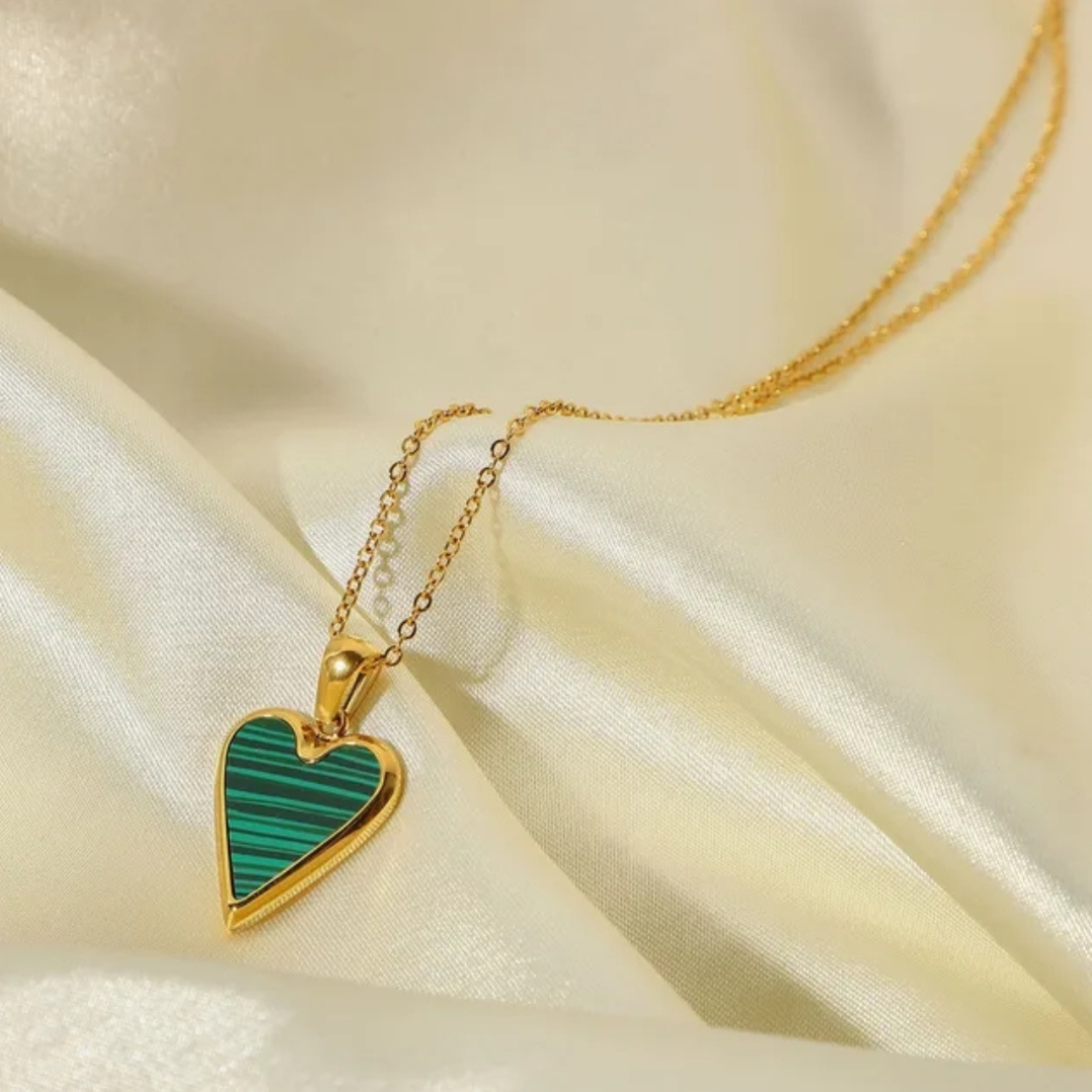 Malachite Shell Heart Necklace