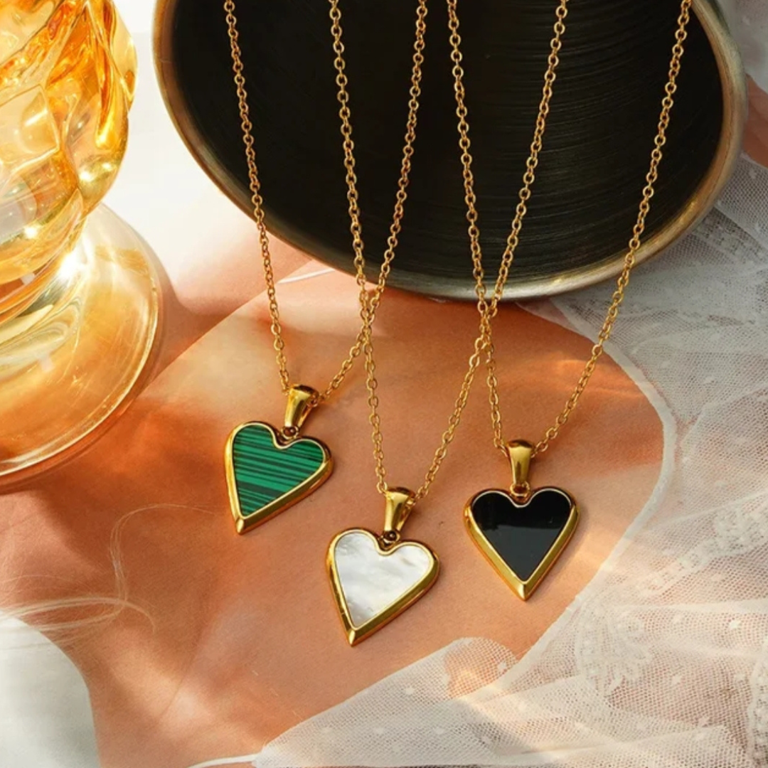 Malachite Shell Heart Necklace