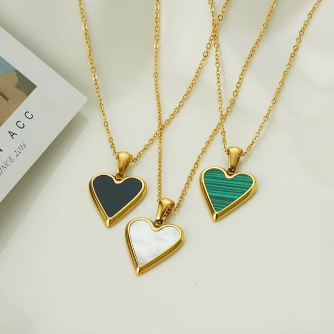 Malachite Shell Heart Necklace
