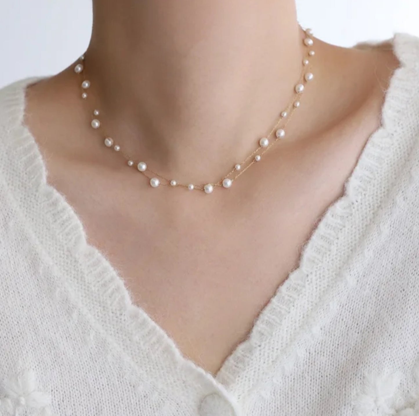 Dainty Double Layer Pearl Necklace