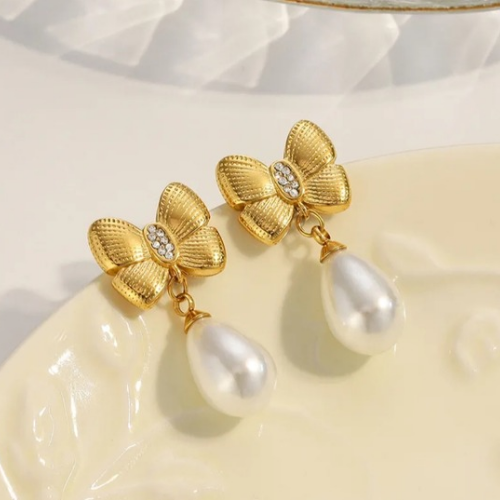 Pearl Bow Earrings