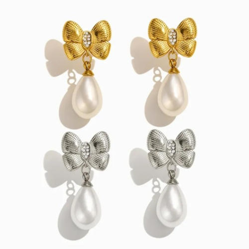 Pearl Bow Earrings
