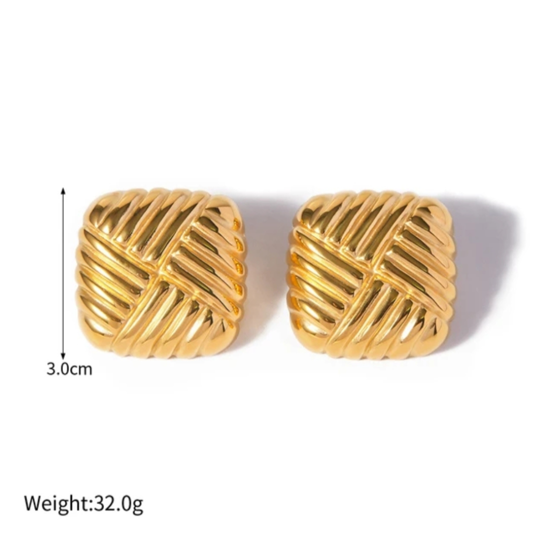 Square Crosshatched Earring