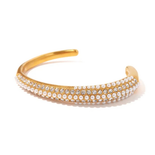 Zirconia Pearl Cuff Bracelet