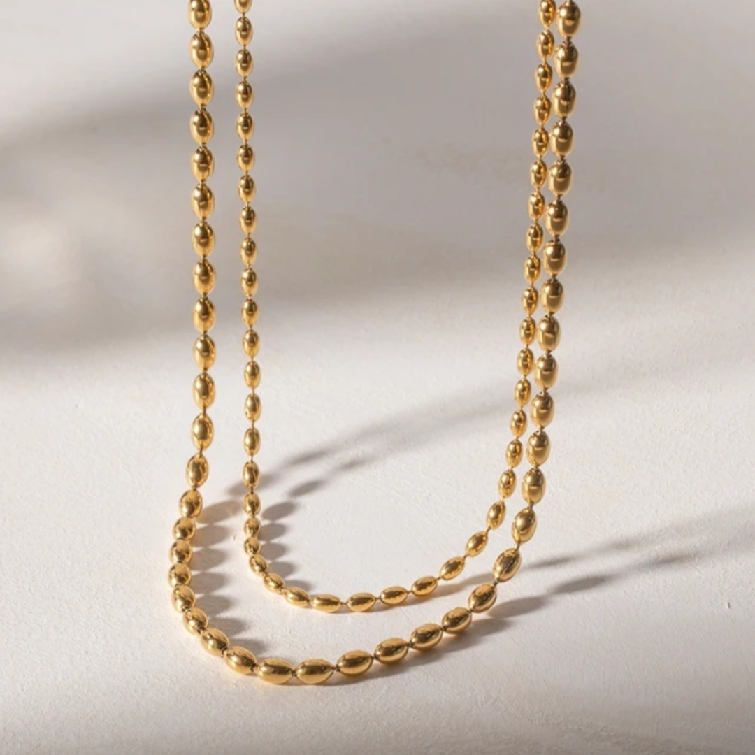 Oval Bead Double Layer Chain