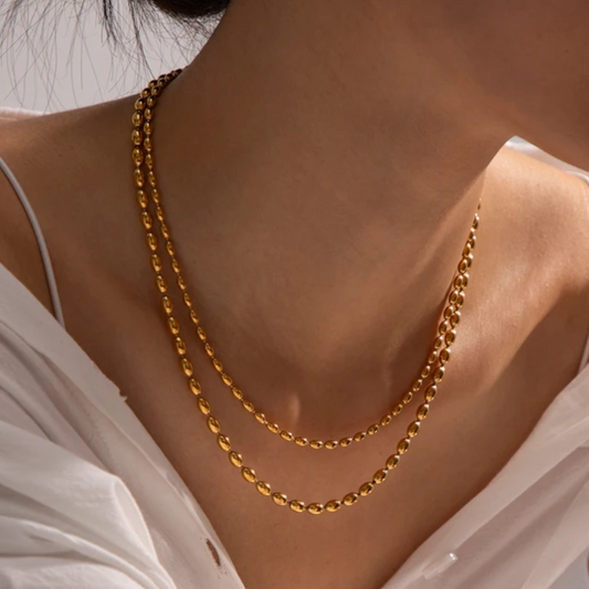 Oval Bead Double Layer Chain