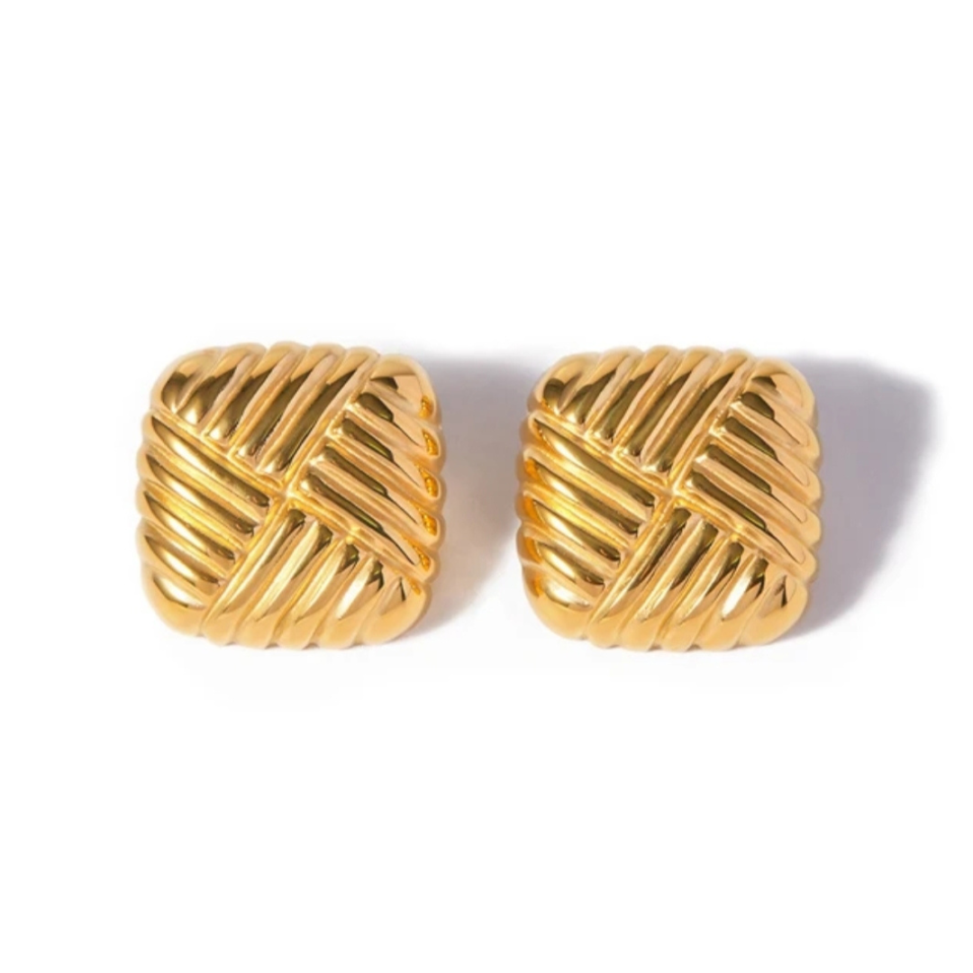 Square Crosshatched Earring