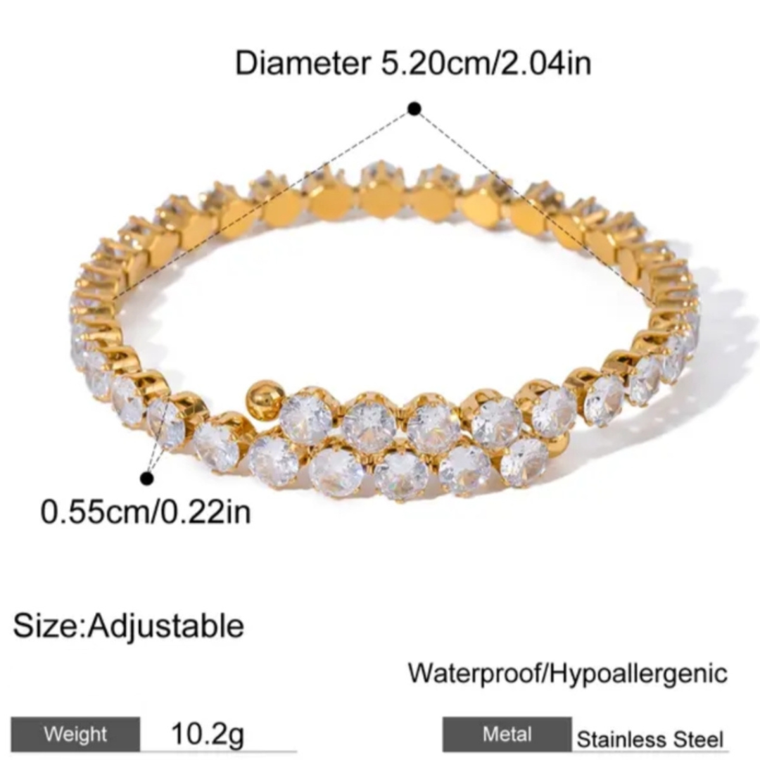 Zirconia Cuff Bangle Bracelet ( Stretchable )