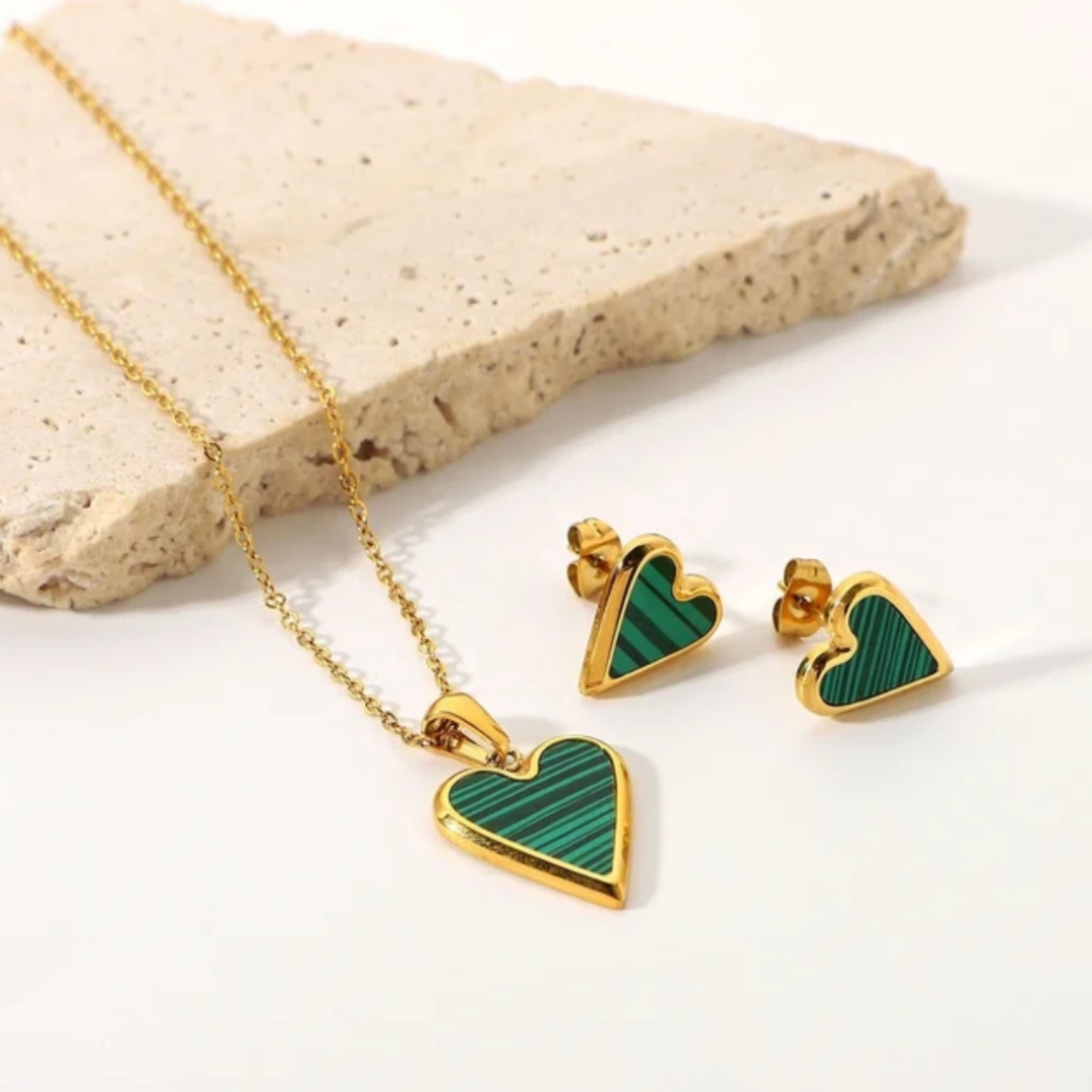 Malachite Shell Heart Necklace
