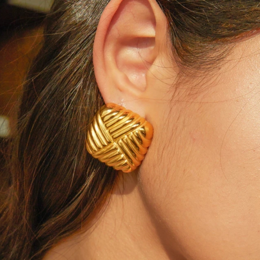 Square Crosshatched Earring