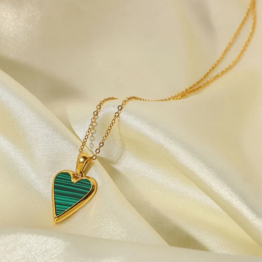 Malachite Shell Heart Necklace