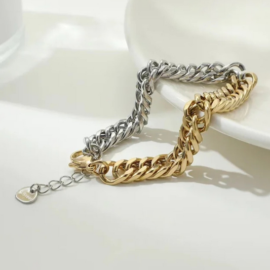 Two Tone Cuban Bracelet