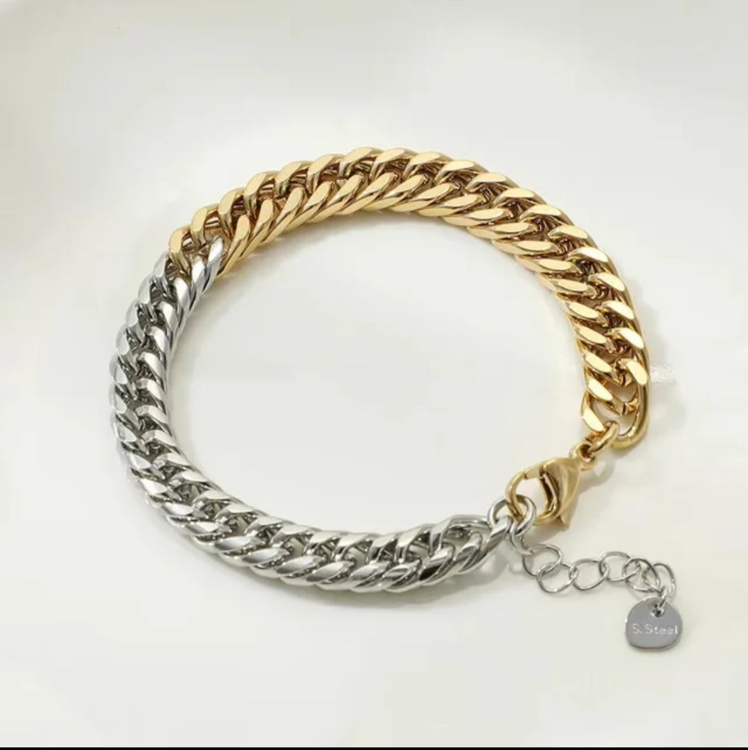 Two Tone Cuban Bracelet