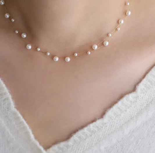 Dainty Double Layer Pearl Necklace