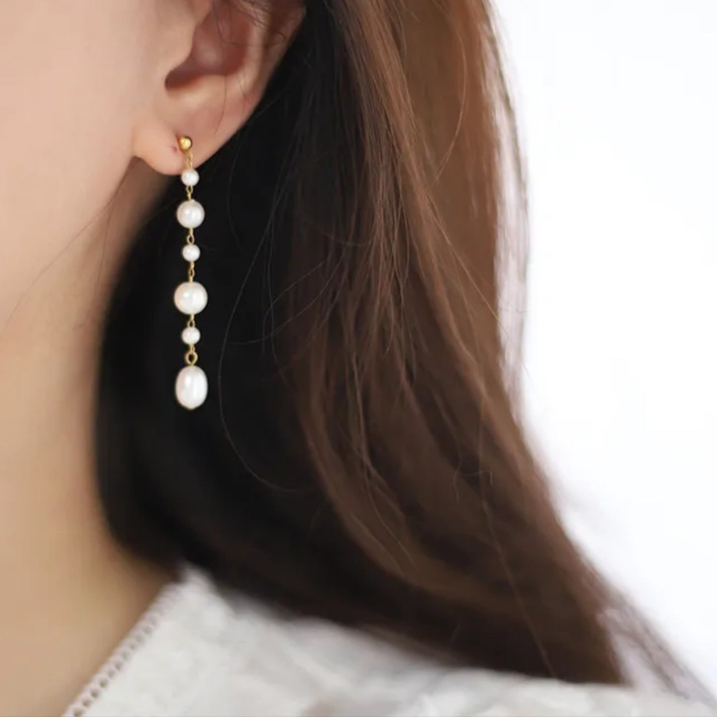 Pearl String Earrings
